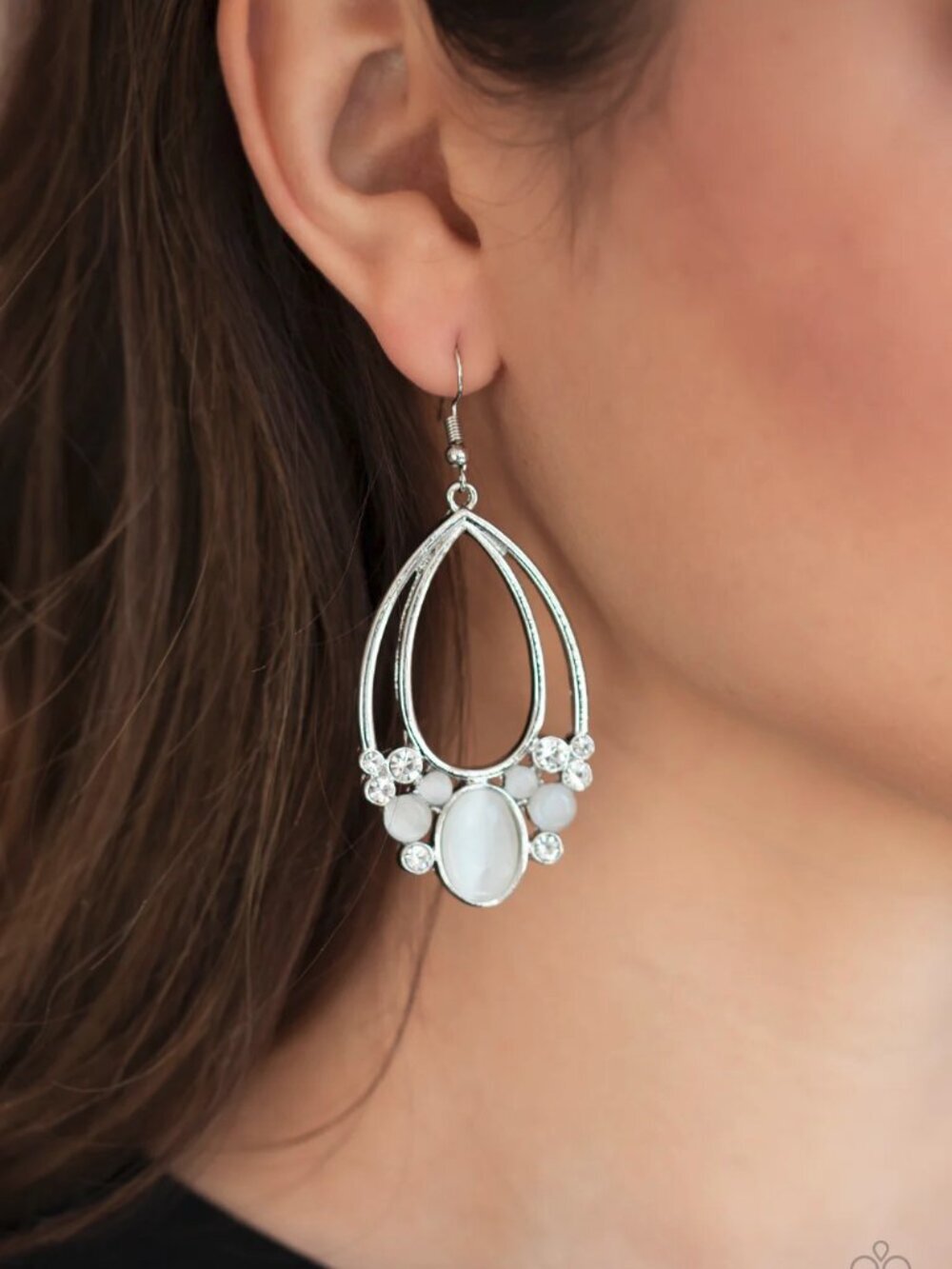 Paparazzi Jewelry - Look Into My Crystal Ball - White Earrings - Vintage